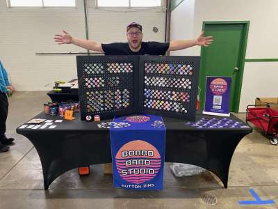 Board Bard Studio - Custom Button PIns! - Maker Faire Rochester 2024