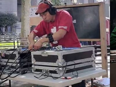 djelf7 turntable and violin performance - Maker Faire Coney Island 2024