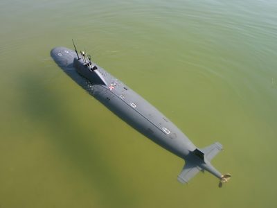 Five foot long scratch built radio controlled Russian Alfa Class submarine - Maker Faire Orange County 2024