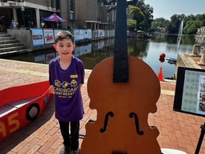 The Violin Boy's Cardboard Boat - Maker Faire NoVa 2024